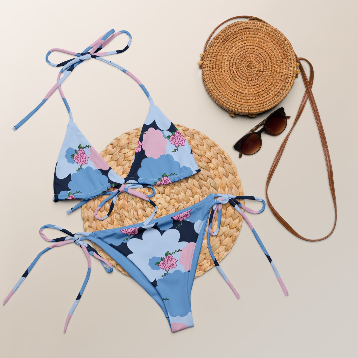 Flowers bikini All-over print recycled string bikini